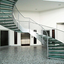 Customized Curved Staircase with Stainless Steel Handrail PR-C18