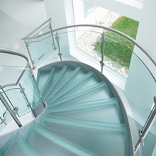 Indoor Curved Stainless Steel Glass Staircase PR-C30