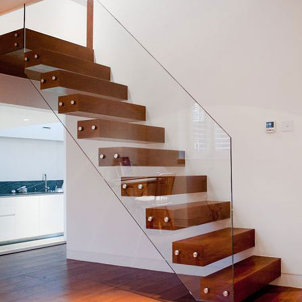 Floating Stair Solid Wood Treads Floating Stair Glass Balustrades and Wood Treads Floating Staircase PR-F04