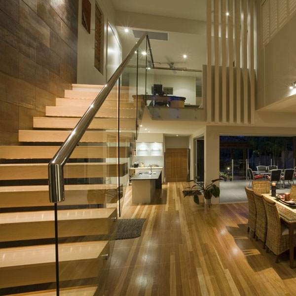 Build Apartment Solid Wood Floating Staircase Designs PR-F05