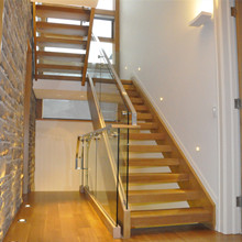 Modern Design Open Stringer Frameless Glass Handrail Straight Staircase PR-L16