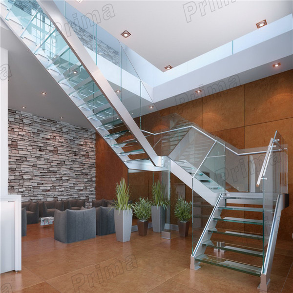 Homes Charming Glass Straight Staircase PR-L20