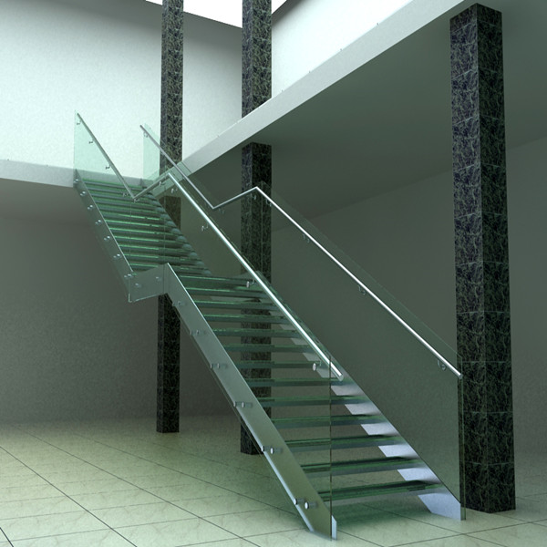Prefabricated Indoor Straight Staircase with Glass Treads PR-L41