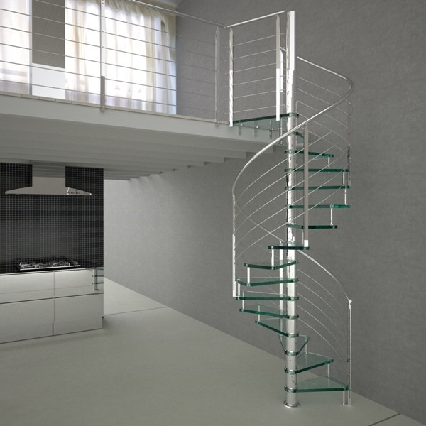 Steel Glass Railing Spiral Staircase for Small Space PR-S35
