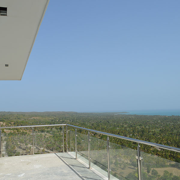 Haiti Hotel Balcony Stainless Steel Pipe Glass Railing