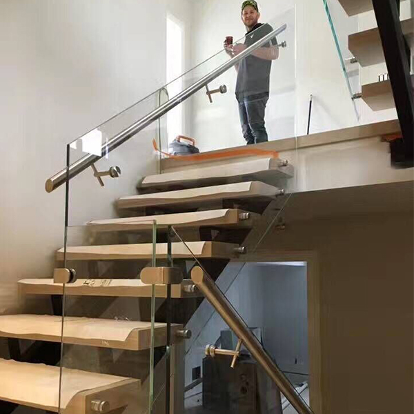 Canada Wood Staircase Glass Railing Project