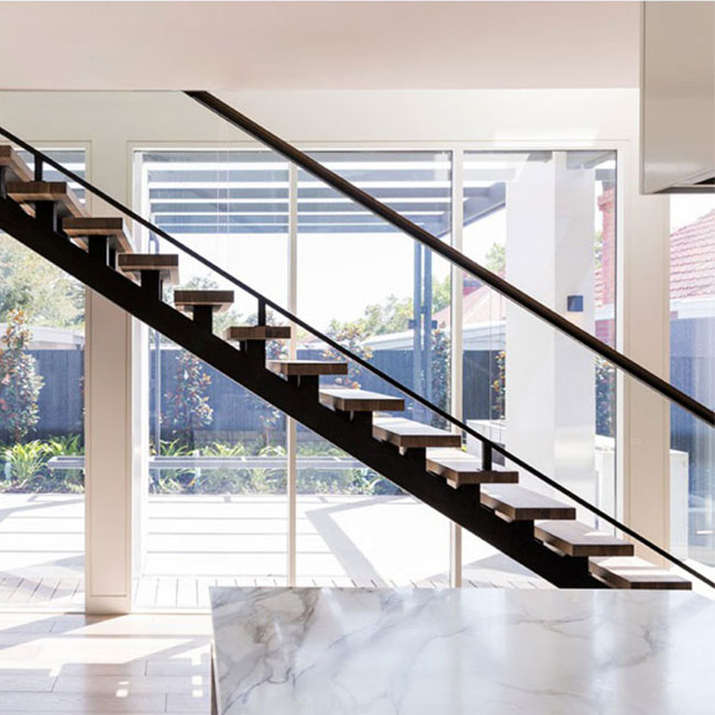 J Prima design glass staircase carbon steel staircase